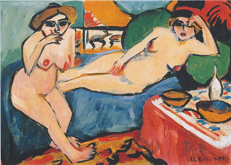 Ernst Ludwig Kirchner Zwei Akte auf blauem Sofa oil painting image